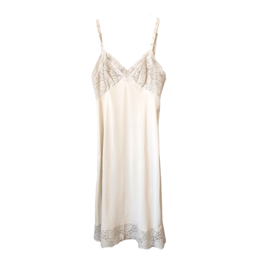 VINTAGE‎ x 60s floral lace slip dress lace trim - Picture 1 of 8
